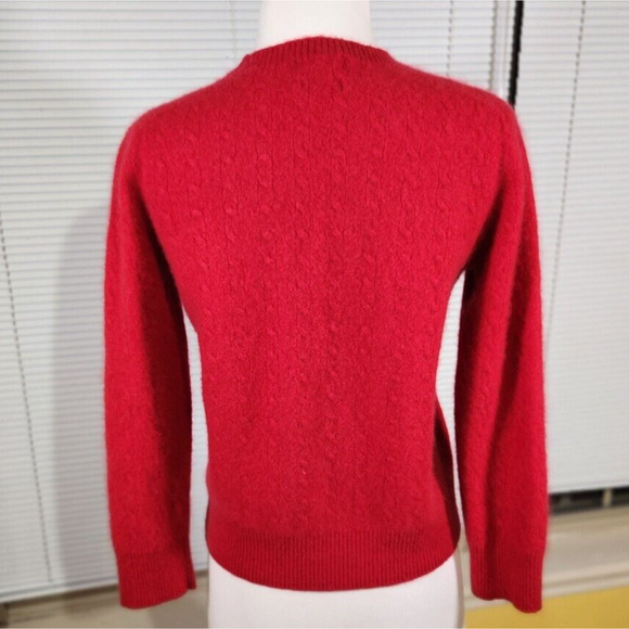 Alan Flusser Med $120 Red Soft Crew‎ Neck Cable Knit 100% Pure Cashmere Sweater - Picture 5 of 8